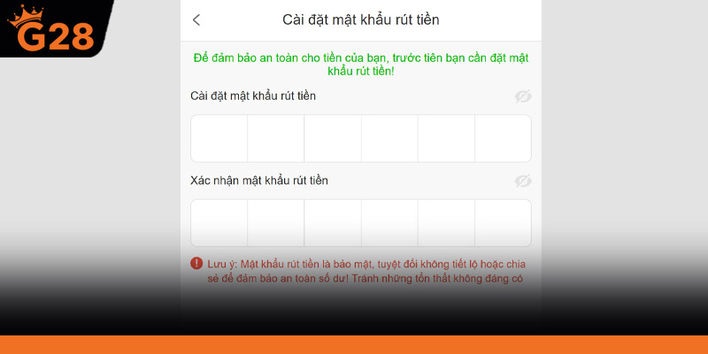 Điều kiện rút tiền G28 để nhận tiền thắng
